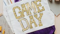 tailgate tote bag for football mom, gold school spirit items, game day gear for teachers, football tote for games, stocking stuffers for