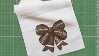 personalized football coquette bow football rally towel, custom game day football bow sports towel with name, cute football mom gifts, cheer