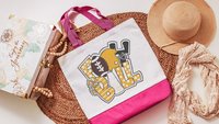 Gold football cheer tote bags