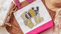 Gold football cheer tote bags