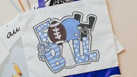 football mom tote bag for women, football cheer game day bag for Mom, Carolina blue school spirit accessories, cute football tote for games