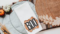 boo Halloween throw pillows for chair, boo basket gifts for her, cute spider Halloween kitchen towels, spooky season gifts, fall host gift