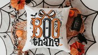 boo thang funny Halloween throw pillows for chair, boo basket stuffers for adults, Halloween coquette kitchen towels, spooky season gifts