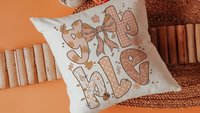 gobble Thanksgiving coquette throw pillows for couch, Thanksgiving hosting gift, fall floral pumpkin pillow autumn housewarming gift for