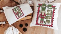Nuts about Christmas nutcracker throw pillow for couch, coquette Christmas kitchen towels for friends, grand millennial Christmas decor for