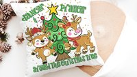 dancing reindeer pillow for girls room, reindeer gifts, trendy decorative throw pillows for chairs, whimsical Christmas gifts for home, best
