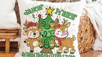 dancing reindeer pillow for girls room, reindeer gifts, trendy decorative throw pillows for chairs, whimsical Christmas gifts for home, best