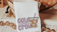 cold brew crew coffee kitchen towels for friends, iced coffee lover coffee bar decor, coffee Christmas gifts for coworkers, coffee gifts for