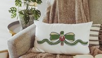 grandmillennial Christmas lumbar pillows for bench, trendy decorative throw pillows for chairs, nutcracker coquette Christmas decor for home