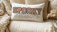 spooky season Halloween lumbar pillow cover 12x20, preppy Halloween throw pillow for bed, boo basket stuffers for adults, October themed