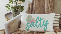 salty beach lumbar throw pillows for couch, mermaid vibes decorative pillows for girls, coastal housewarming gifts for daughter, funny gifts
