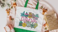 pink Christmas tote bag for nana Christmas gifts from grandchildren, whimsical Christmas makeup bags best sellers, stocking stuffers for