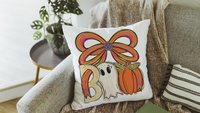 boo Halloween throw pillows for chair, boo basket gifts for her, cute ghost Halloween kitchen towels, spooky season gifts, fall host gift