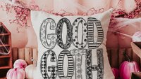 good goth throw pillow for couch funny Halloween gifts for adults, Halloween coquette kitchen towels, boo basket gifts for best friends