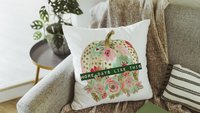 watercolor floral pumpkin throw pillows for day bed, days like this sentimental gifts for best friend, gold polka dot pumpkin accent pillows