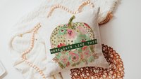 watercolor floral pumpkin throw pillows for day bed, days like this sentimental gifts for best friend, gold polka dot pumpkin accent pillows