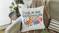 where the wildflowers grow lumbar throw pillows for couch red poppy decorative pillows for girls, cute housewarming gifts for daughter, blue