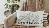 born to be a wildflower lumbar throw pillows for couch boho decorative pillows for girls, unique housewarming gift for daughter, nursery