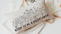 born to be a wildflower lumbar throw pillows for couch boho decorative pillows for girls, unique housewarming gift for daughter, nursery