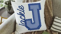 personalized maroon seersucker pillow with name, tween girl gifts, initial throw pillow for teenage girls, Christmas gifts for college girls