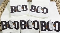 whimsical Halloween kitchen towel fall hand towels for bathroom, boo Halloween decorations for home, floral ghost kitchen decor, spooky cute