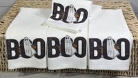 whimsical Halloween kitchen towel fall hand towels for bathroom, boo Halloween decorations for home, floral ghost kitchen decor, spooky cute