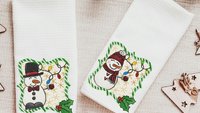 mr and mrs snowman kitchen towels for Christmas, holiday hosting decor home decor gift for couple, newlywed stocking stuffers for adults
