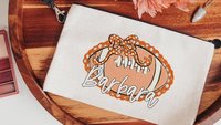 seersucker football cheer makeup bag personalized cheer squad gifts, orange school spirit school supplies cute pencil case for teenage girls
