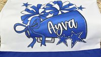 personalized 2026 cheer tote bag with name, blue school spirit cheer squad gifts, travel cheer bag for girls, cheerleader gifts from coach