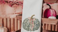 oyster shell pumpkin accent pillows for chair, Thanksgiving hosting gift, nautical pumpkins autumn kitchen hand towels, fall coastal kitchen