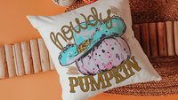 howdy pumpkin throw pillows for living room, fall cowgirl pumpkin pillow cover 18 x 18, pink pumpkin decor, fall host gift, western pumpkin
