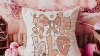 gobble Thanksgiving coquette throw pillows for couch, Thanksgiving hosting gift, fall floral pumpkin pillow autumn housewarming gift for