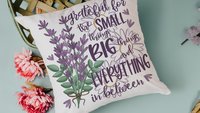 grateful for the small things decorative pillows for bedroom, gratitude gift for friend, lavender flowers throw pillow covers 18 x 18, best