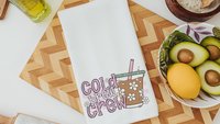 cold brew crew coffee kitchen towels for friends, iced coffee lover coffee bar decor, coffee Christmas gifts for coworkers, coffee gifts for