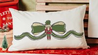 grandmillennial Christmas lumbar pillows for bench, trendy decorative throw pillows for chairs, nutcracker coquette Christmas decor for home