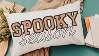 spooky season Halloween lumbar pillow cover 12x20, preppy Halloween throw pillow for bed, boo basket stuffers for adults, October themed