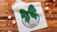 personalized golf coquette golf towel for girls, golf Christmas gifts for golfers, green school spirit golf gifts for ladies for golf bags