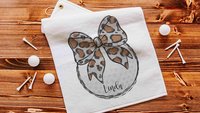 personalized leopard print golf coquette golf towel with name, trendy golf Christmas gifts for golfers, girls golf team gifts, golfing gear