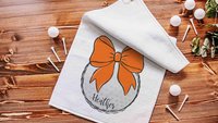 personalized orange school spirit golf towels for golf bags, cute golf Christmas gifts for golfers, golf gifts for high school seniors, best