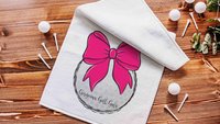 personalized hot pink golf coquette golf towel with name, cute golf Christmas gifts for golfers, girls golf team end of season gift, golfing