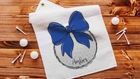 personalized royal blue coquette golf towel with hook, cute golf Mothers day gift for golfers, golf mom gift, golfing wife golf gear, unique