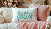 salty beach lumbar throw pillows for couch, mermaid vibes decorative pillows for girls, coastal housewarming gifts for daughter, funny gifts