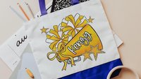 personalized cheer tote bag with name, yellow school spirit cheerleading gifts for girls, Christmas gifts for cheerleaders stocking stuffers