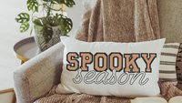 spooky season Halloween lumbar pillow cover 12x20, preppy Halloween throw pillow for bed, boo basket stuffers for adults, October themed