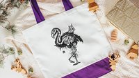 Halloween flamingo skeleton trick or treat bag for girls, spooky cute Halloween tote bag for women, boo basket stuffers for girlfriend, goth