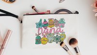 pink Christmas tote bag for nana Christmas gifts from grandchildren, whimsical Christmas makeup bags best sellers, stocking stuffers for