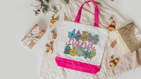 pink Christmas tote bag for nana Christmas gifts from grandchildren, whimsical Christmas makeup bags best sellers, stocking stuffers for