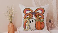 boo Halloween throw pillows for chair, boo basket gifts for her, cute ghost Halloween kitchen towels, spooky season gifts, fall host gift