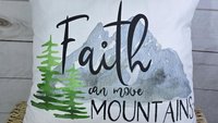 faith can move mountains Matthew 17 20 Bible verse throw pillow for bench, Christian birthday day gifts for sister, scripture pillow covers