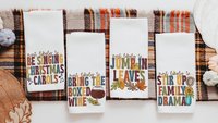 most likely to Thanksgiving edition funny kitchen towels for ladies, fall home decor gifts for adults, bring the wine Friendsgiving brunch